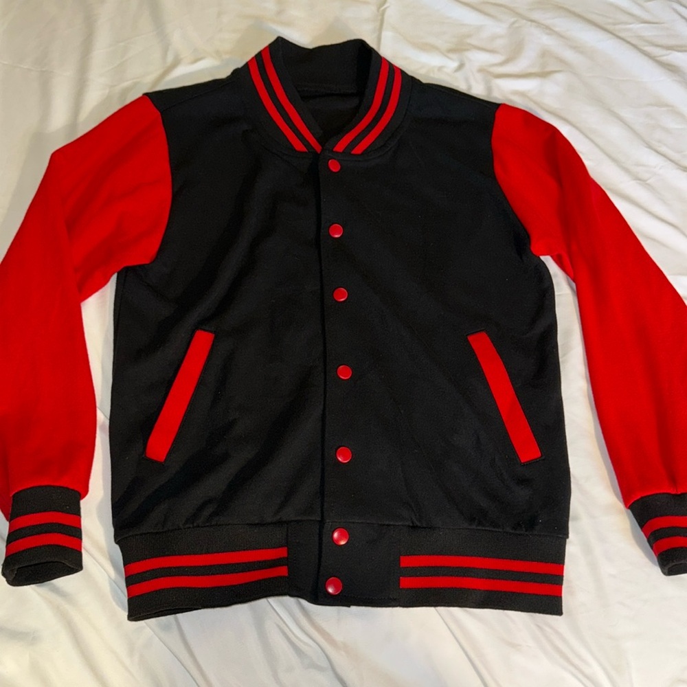 Black and red bomber jacket